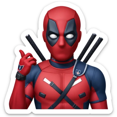 Deadpool with the New England Patriots sticker