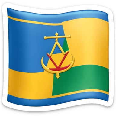 create a emoji for berber flag with the blue color in the top ,green in the middle ,yellow in the bottom and tifingh letter yaz or yaz means z en tifinegh sticker