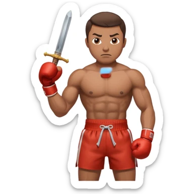 a man holding sword only boxer sticker