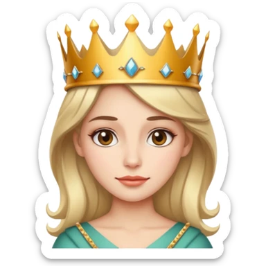 Give me an emoji of a women wearing neutral makeup with a crown. She is looking very smug sticker