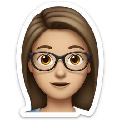 girl with brown hair blue eyes and glasses sticker