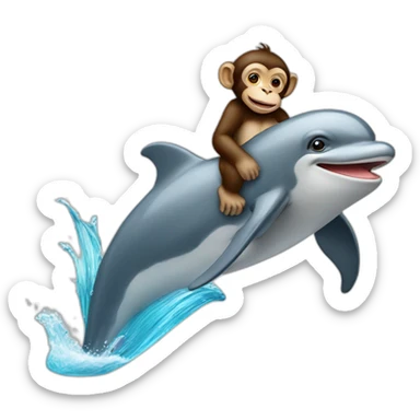 monkey riding a dolphin sticker