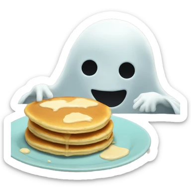 Ghost eating pancakes  sticker