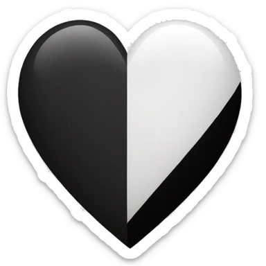 Half white half black heart where left half is white sticker