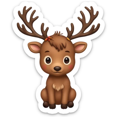 reindeer baby  cute, full body , branches stuck in head sticker