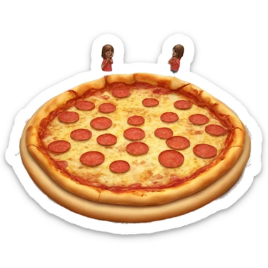 Tiny pizza people worshipping a giant pizza god  giant pizza god sticker