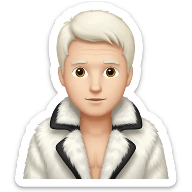 luxary white fur coat man sticker