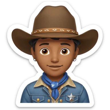 cute Black cowboy portrait, head and shoulders only, cowboy hat, bandana, western jacket collar, confident smile, 3D cartoon, mobile game icon style, clean background, no text, no watermark sticker