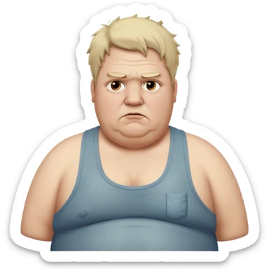 very  obese middle aged white man in wifebeater with  dirty appearance. His hair is very greasy and he looks lazy and uncaring sticker