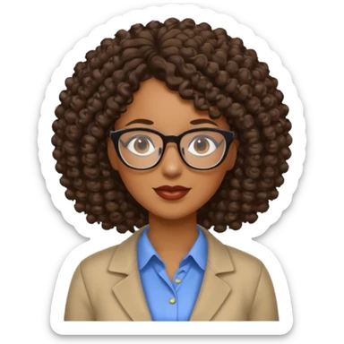 Black female teacher with curly hair sticker