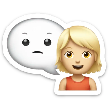 talking blond child with speech bubble near sticker