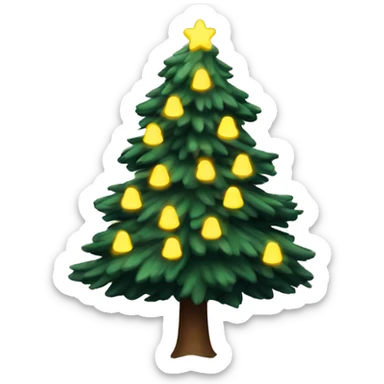 pine tree with snow and yellow lights sticker
