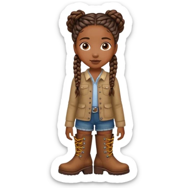 black girl with braids 10yrs wearing brown boot sticker