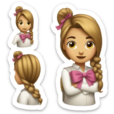 Girl with bow on pony sticker