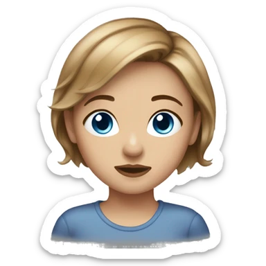 short girl with blue eyes short light brown hair septum sticker