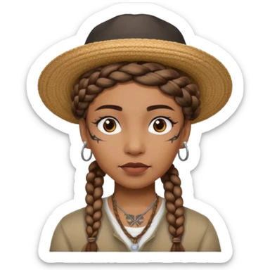 braided and tattoedbraided with lots lots lots of face tattooes and a hat sticker