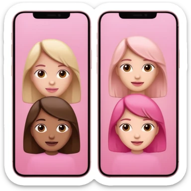 pink video call between 2 people on different phone sticker