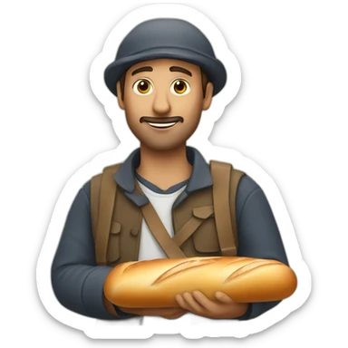 French man with baguette sticker