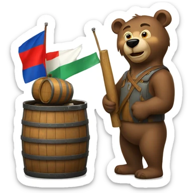 Russian bear holding a barrel of oilrussian bear sticker