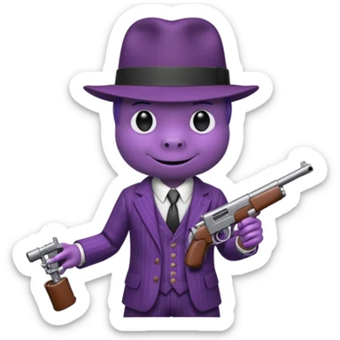 Barney as a gangster  sticker