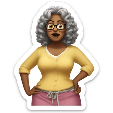 rasputia from the movie norbit standing with her hands on her hips in a sassy way sticker