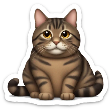 Fat dark Brown tabby cat on the couch sticker