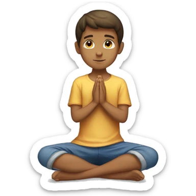 tanned brunette boy kneeling praying  sticker