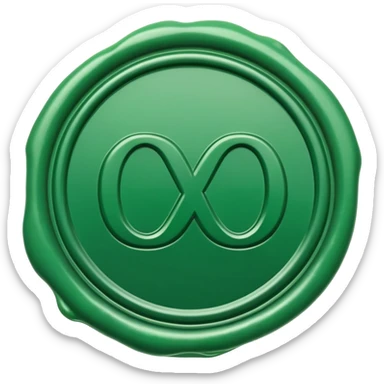 a green wax seal with a tik mark sticker