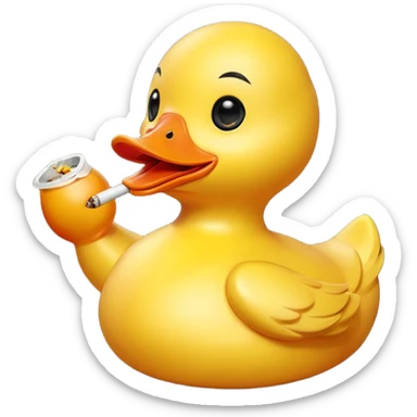 Rubber duck gettinf high on weed cartoon sticker