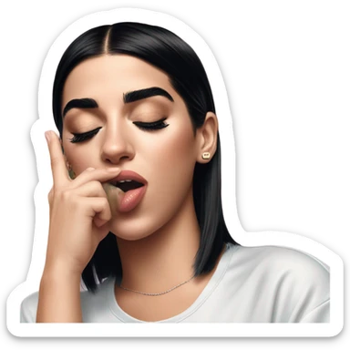 Dua lipa singer touching her tongue to her elbow  sticker