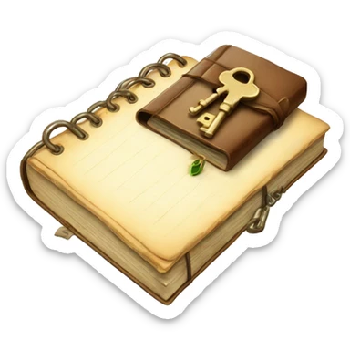 vintage diary with lock and key sticker