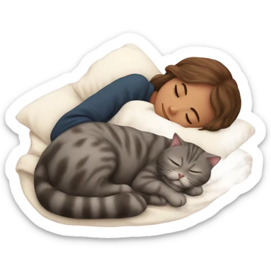 girl sleeping with her scottish fold cat sticker