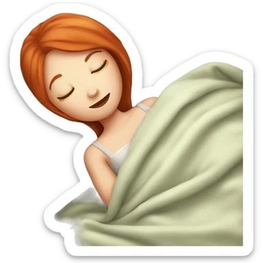 pretty redhead girl sleeping with a pillow and blanket sticker