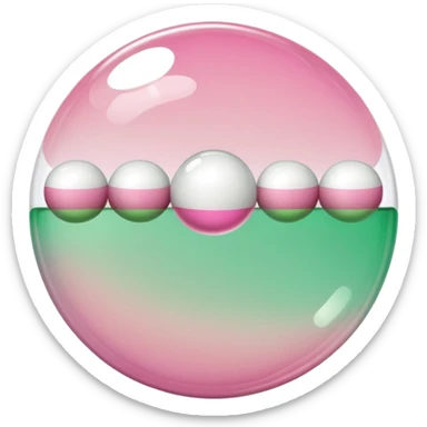 Aesthetic Bubble Tee with a pink-to-white and white-to-green match gradient, brown balls and a brown tube sticker