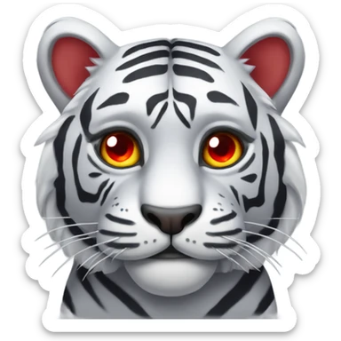 grey tiger with red eyes sticker