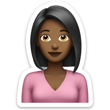 woman with computer black, straight, medium-length hair sticker
