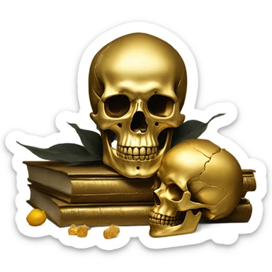 golden scull vanitas still life sticker
