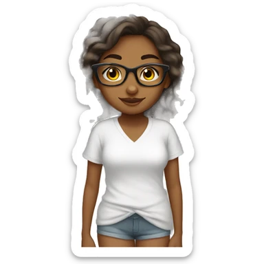brown girl whit glasses after shower sticker