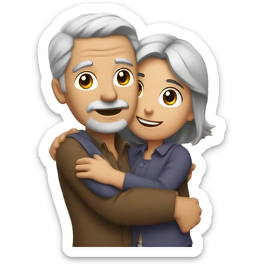 A Man with Grey hair hugs a Girl with Brown Habits sticker