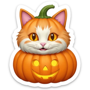 pastel halloween cat with pumpkin sticker