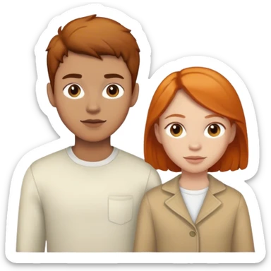 Brunette boy with light skin and ginger girl with light Brown skin sticker