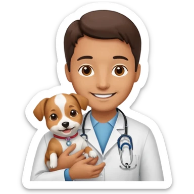 doctor hold a pet dog sticker
