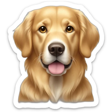 a golden retriever with a white muzzle and droopy eyes sticker