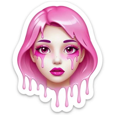 Only pink ombre glossy lips with white paint dripping off sticker