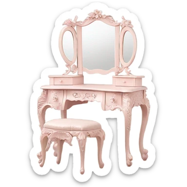 Vintage pale pink rococo vanity sticker