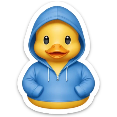 Yellow rubber duck wearing a blue hoodie sticker