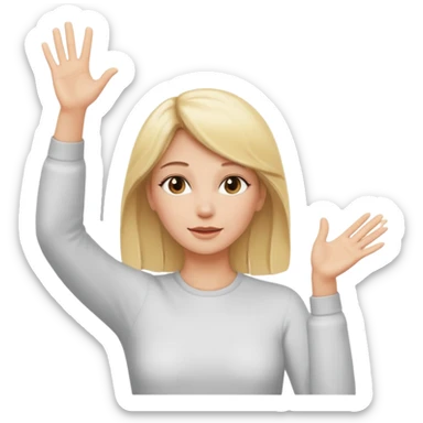blonde woman with hands up in an innocent gesture   sticker