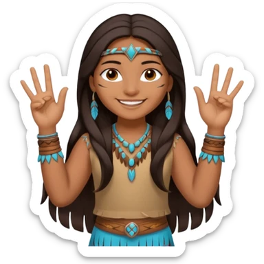 native american brown skin sexy girl, long dark hair, full body, sexual pose, showing "V" with fingers sticker