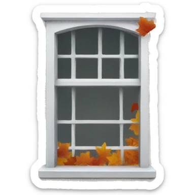 window with fall leaves outside sticker