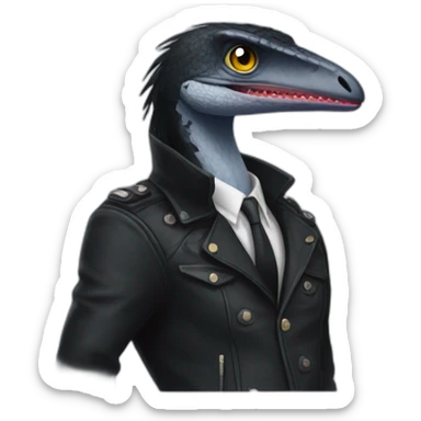 velocitaptor wearning a black jacket sticker